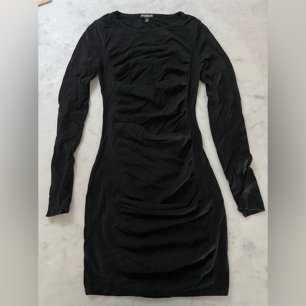 Express Black Long Sleeve Bodycon Dress